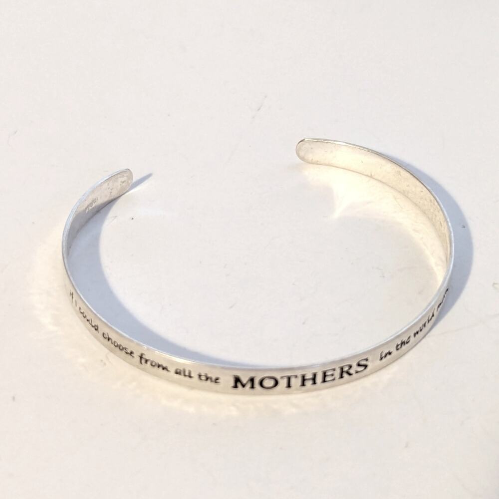 925 Signed Sterling Silver Mother's Day Choose You Adjustable Cuff Bracelet